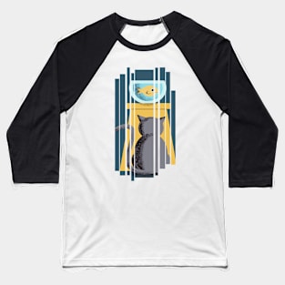 Cat and fish bowl illustration Baseball T-Shirt